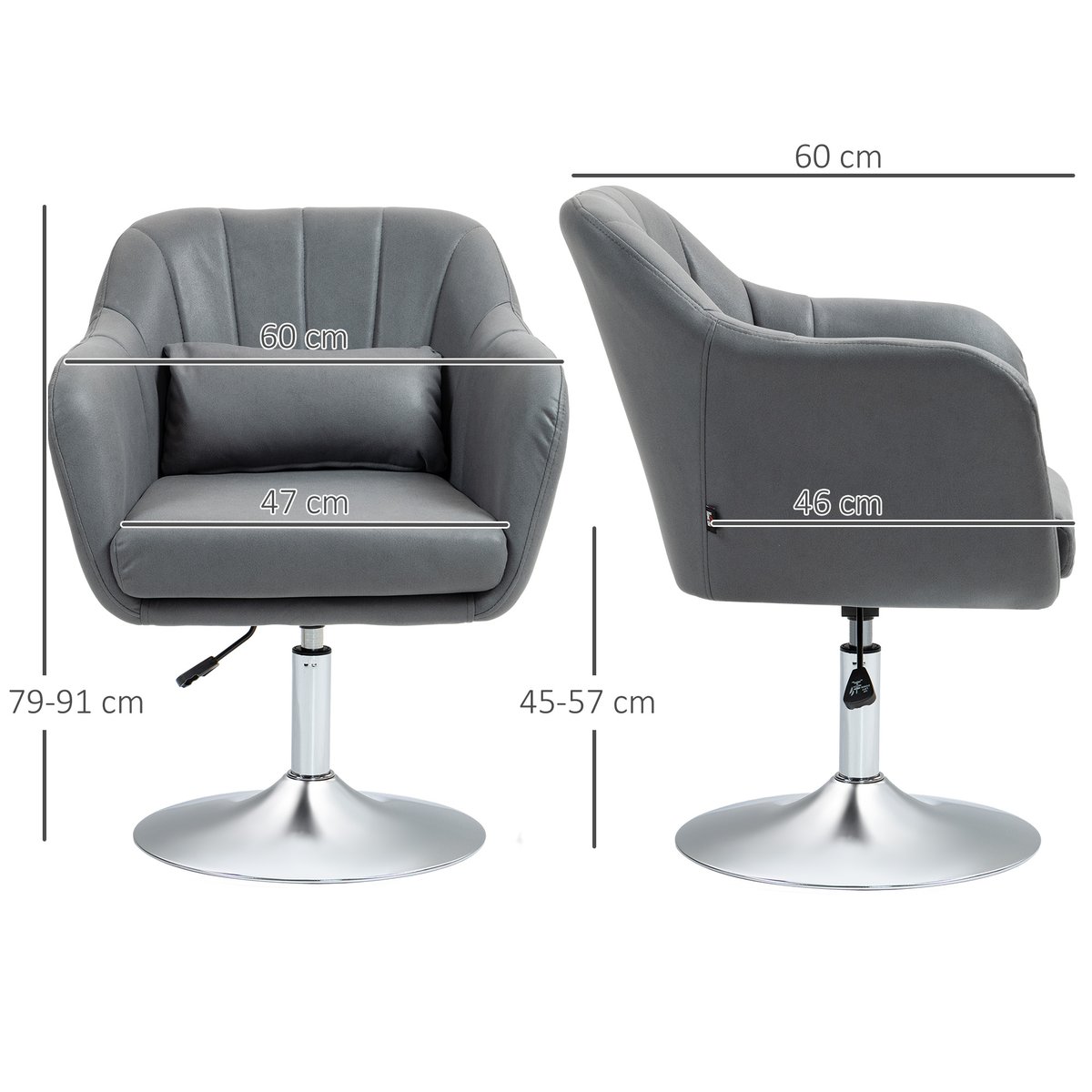 Accent Chair Tissu microfibre (100% gris foncé, HOMCOM