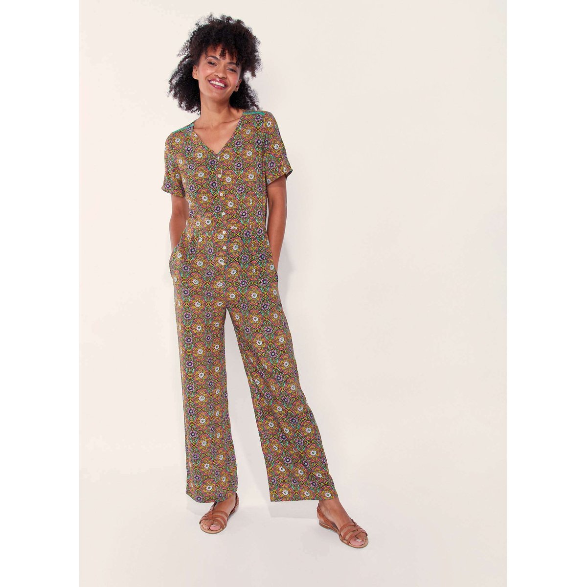 Combi-pantalon fluide ecovero MAYZI marron ganesh, LA FIANCÉE