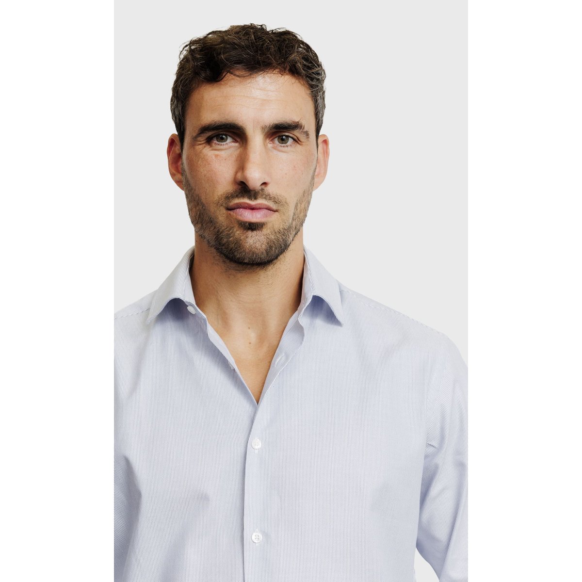 Chemise Regular fit à micro-motif bleu ciel, ACROSS