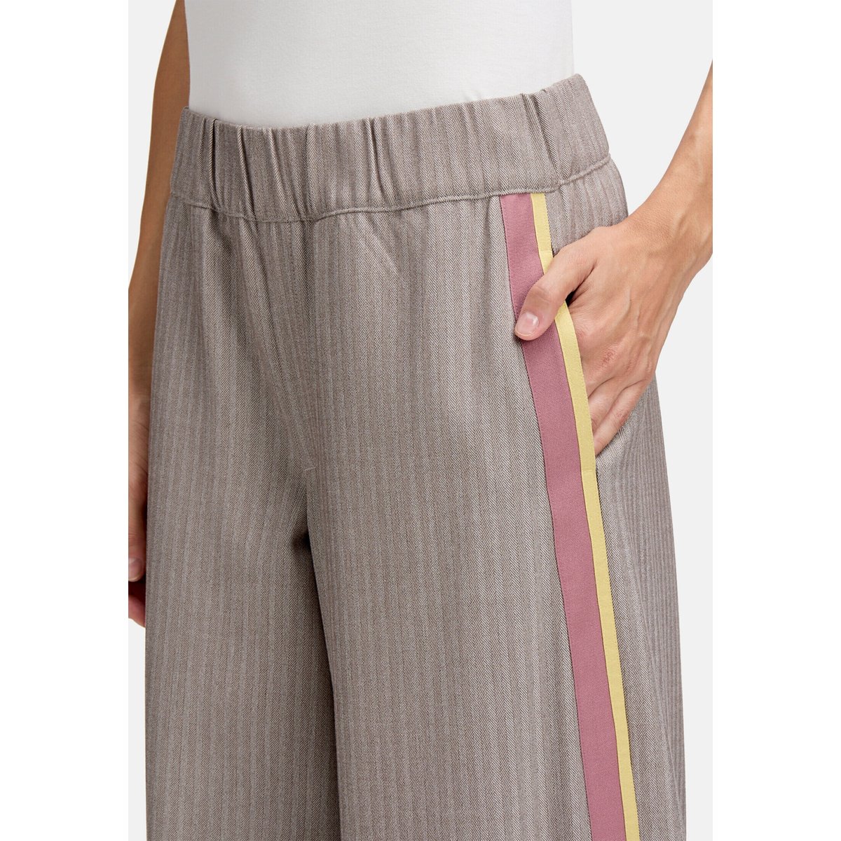 Pantalon casual à galons marron, CARTOON
