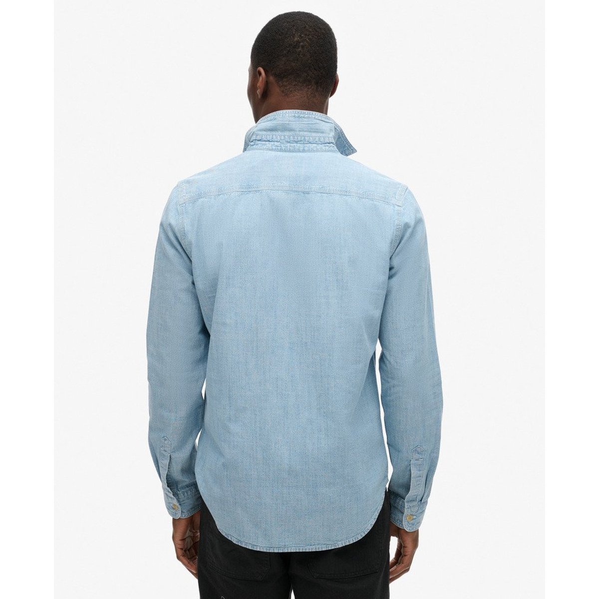 Chemise à manches longues en coton Workwear bleu clair, SUPERDRY