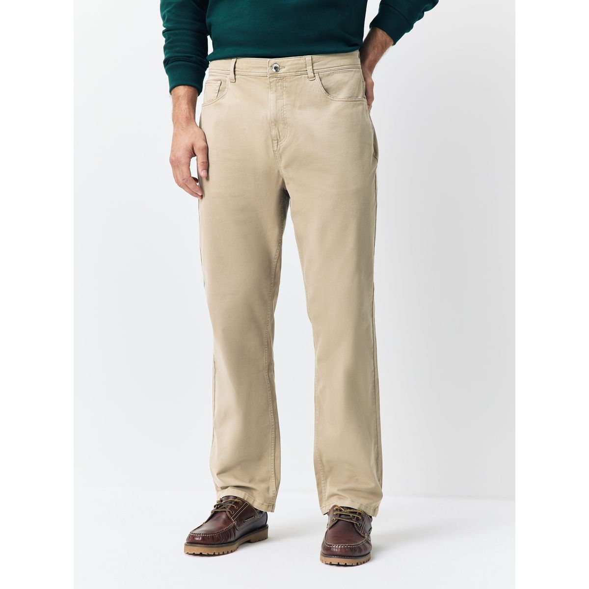Pantalon doux à 5 poches grège, NEXT