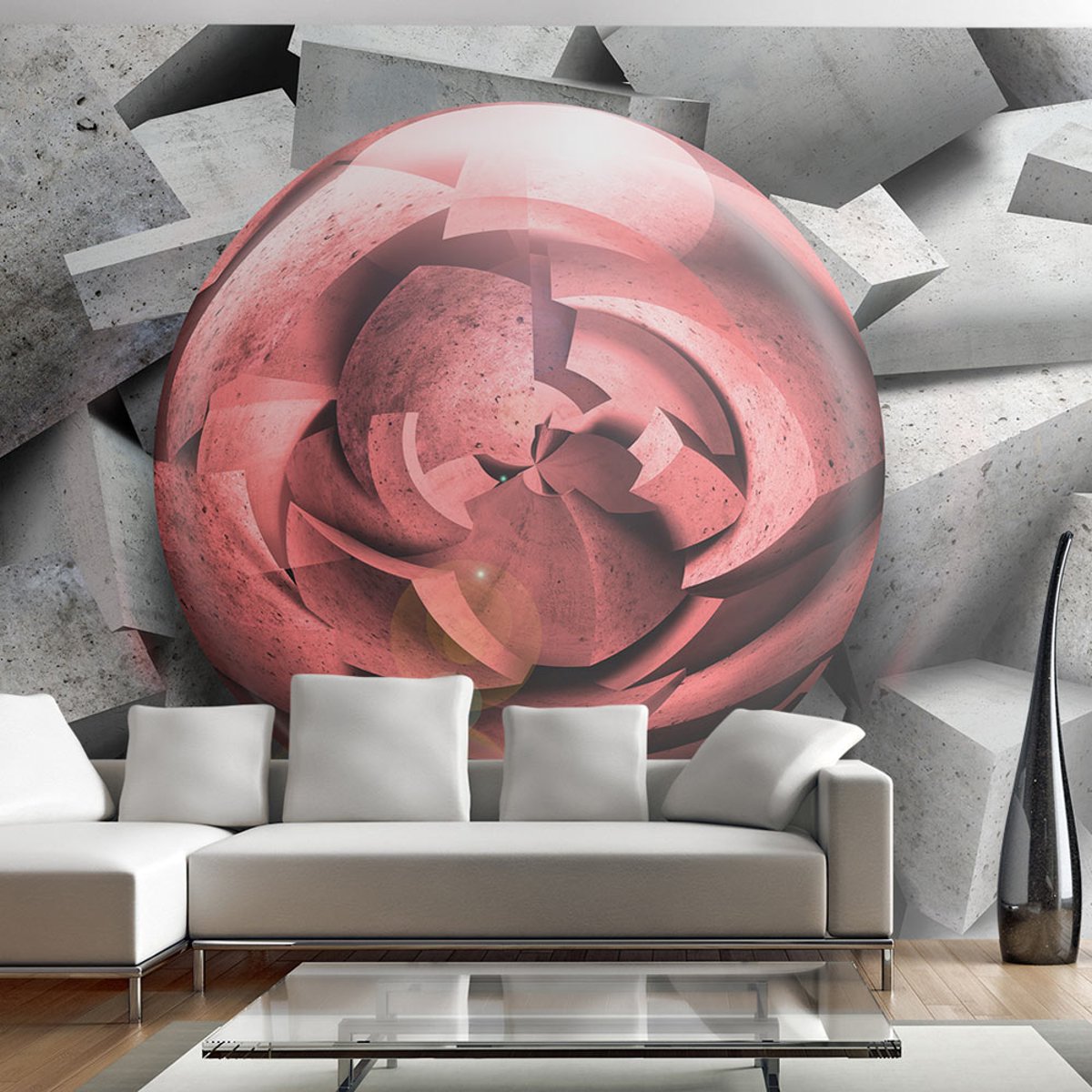 Papier peint intissé panoramique Rose de pierre gris / argent, EDEN