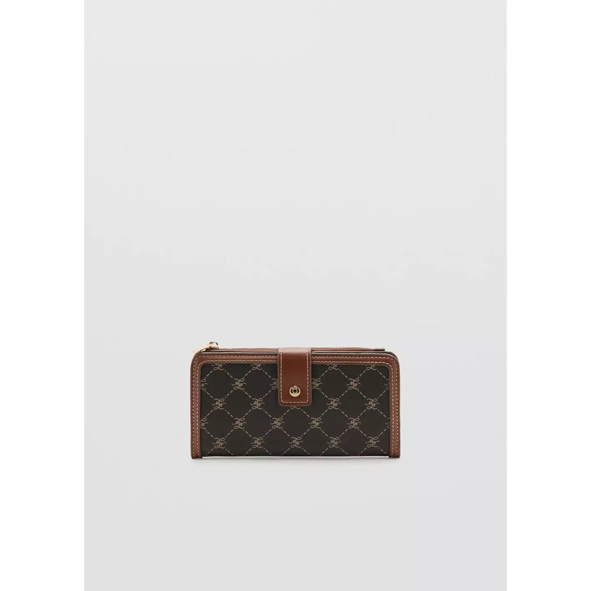 Grand portefeuille imprimé logo marron, MANGO