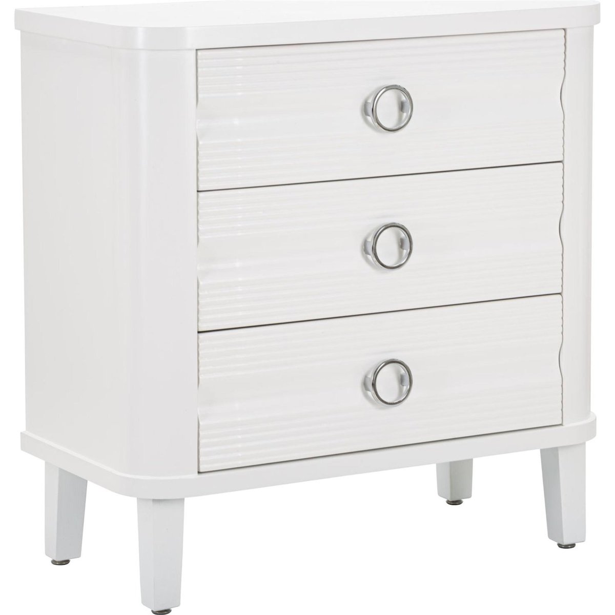 Commode 3 tiroirs façades texturées métal GLAM blanc, RECOLLECTION
