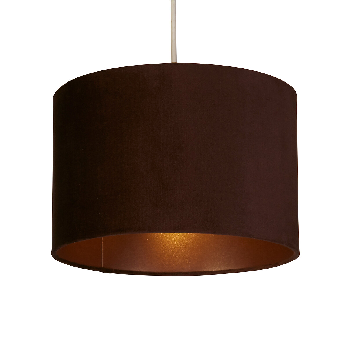 30cm Laval Velvet Drum Shade with Silk Liner in Chocolate chocolate, SO'HOME