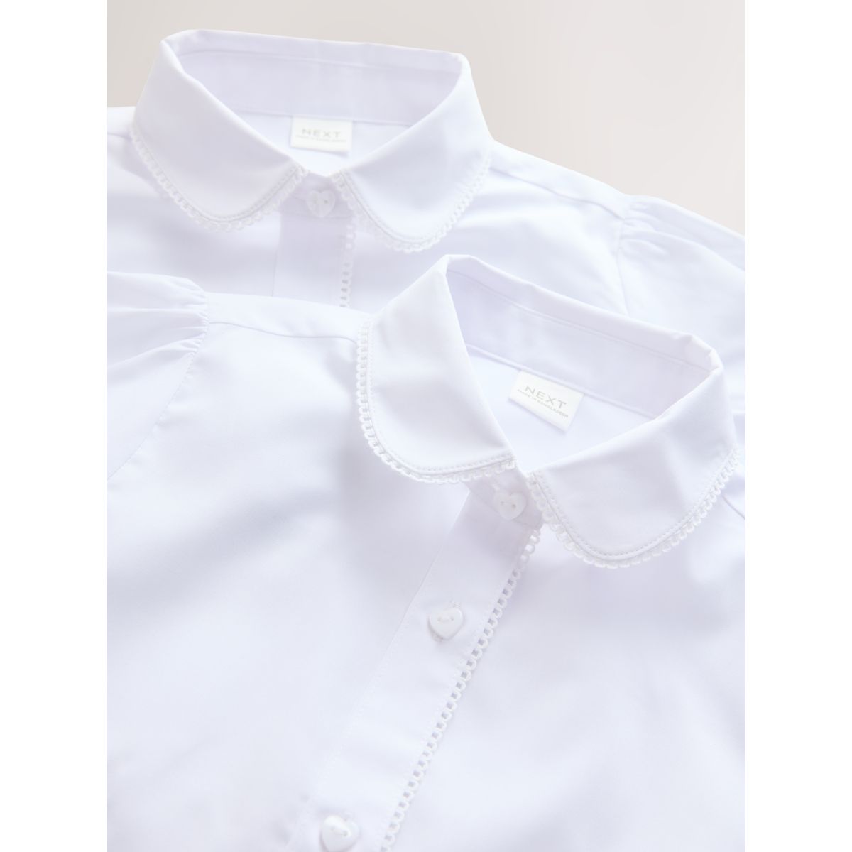 Chemise avec col en dentelle, lot de 2 blanc, NEXT