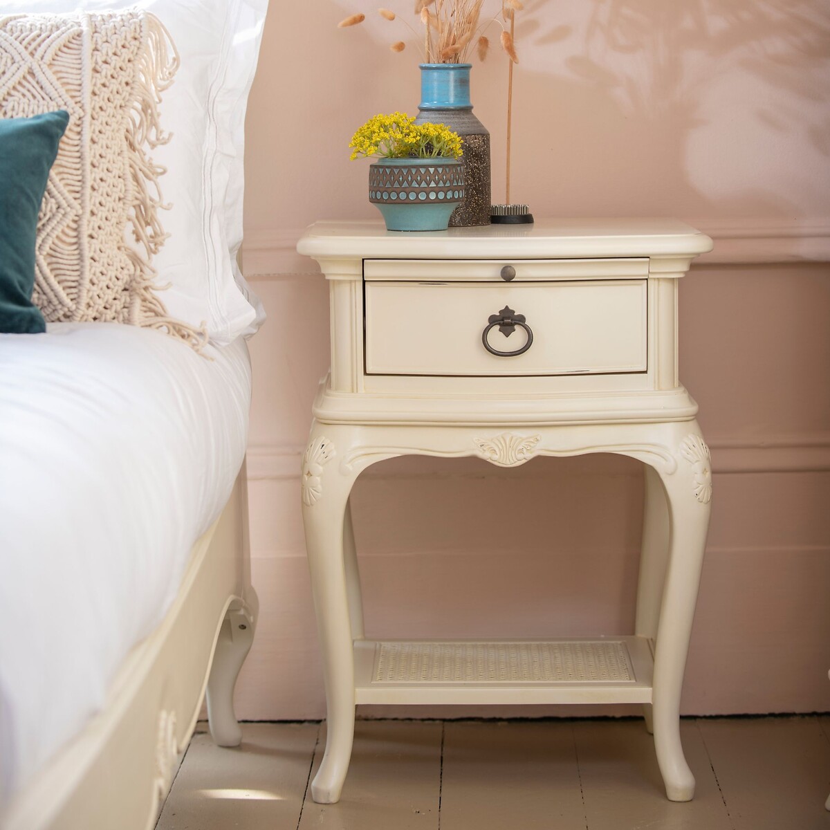Ivory French-Vintage 1 Drawer Bedside Chest ivory, WILLIS & GAMBIER