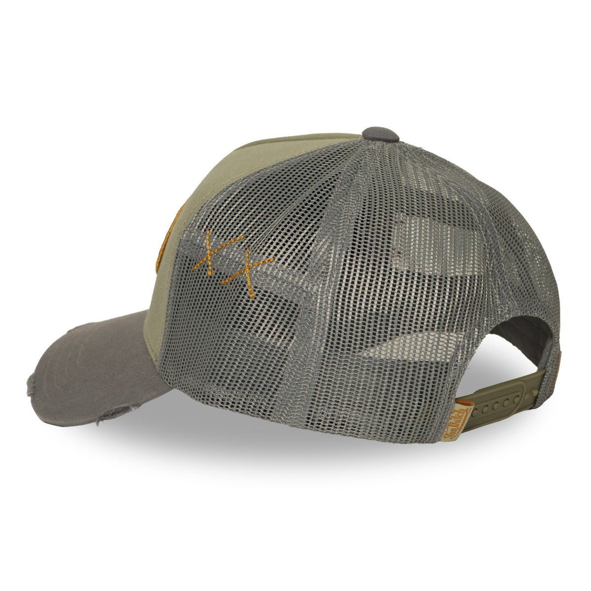 Casquette trucker USED kaki clair/gris clair/moutarde, VON DUTCH