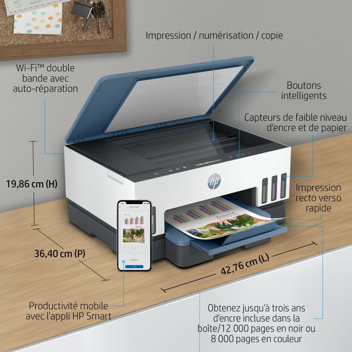 Imprimante jet d'encre Smart Tank Plus 7006 blanc, HP