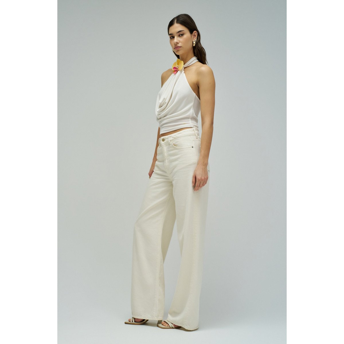 TOP AVEC APPLICATION FLORALE beige, SALSA JEANS
