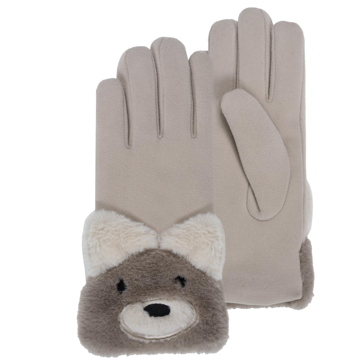 Gants suédine doublés imitation fourrure beige, ISOTONER