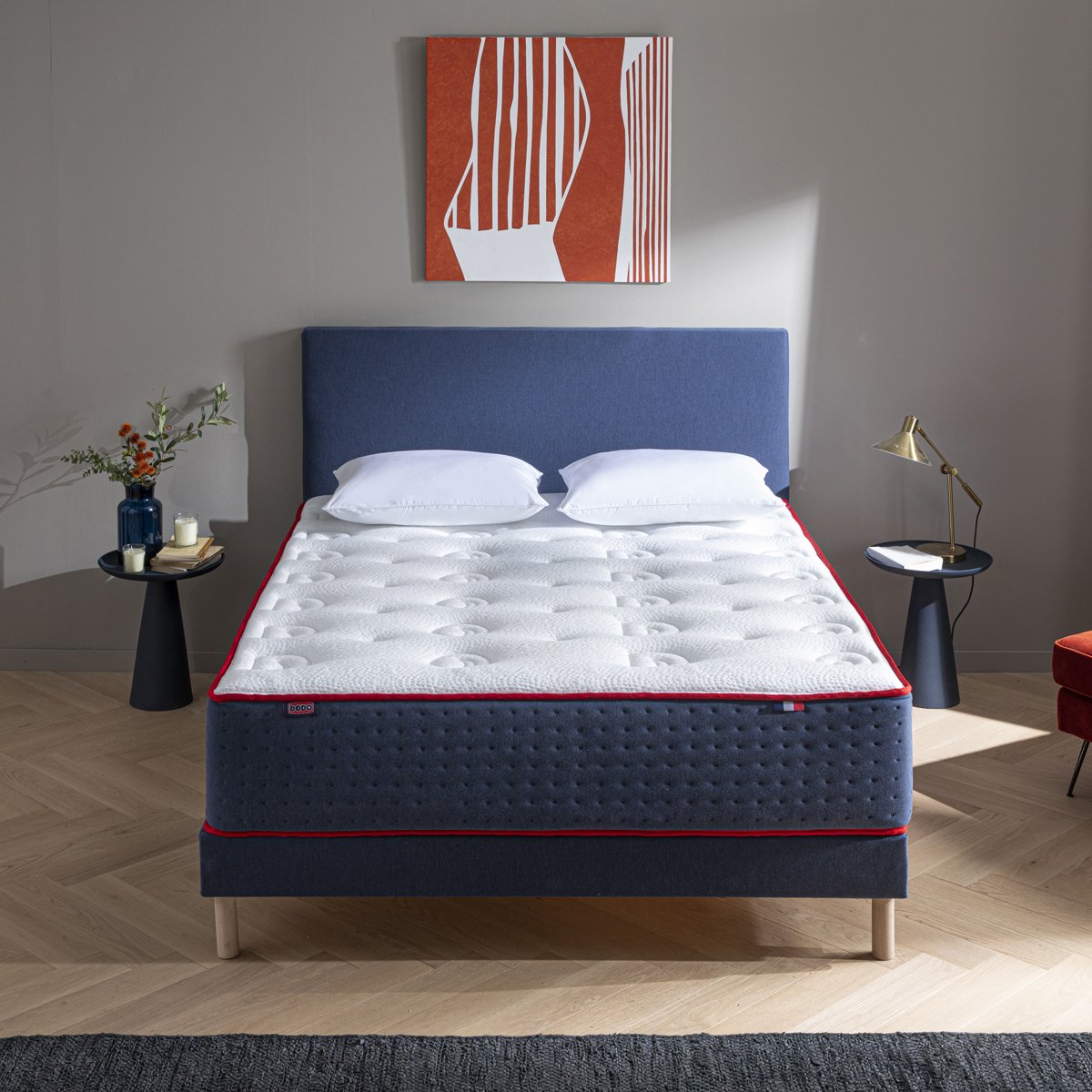 Matelas LE VERITABLE ferme - Bleu blanc, bleu foncé, DODO