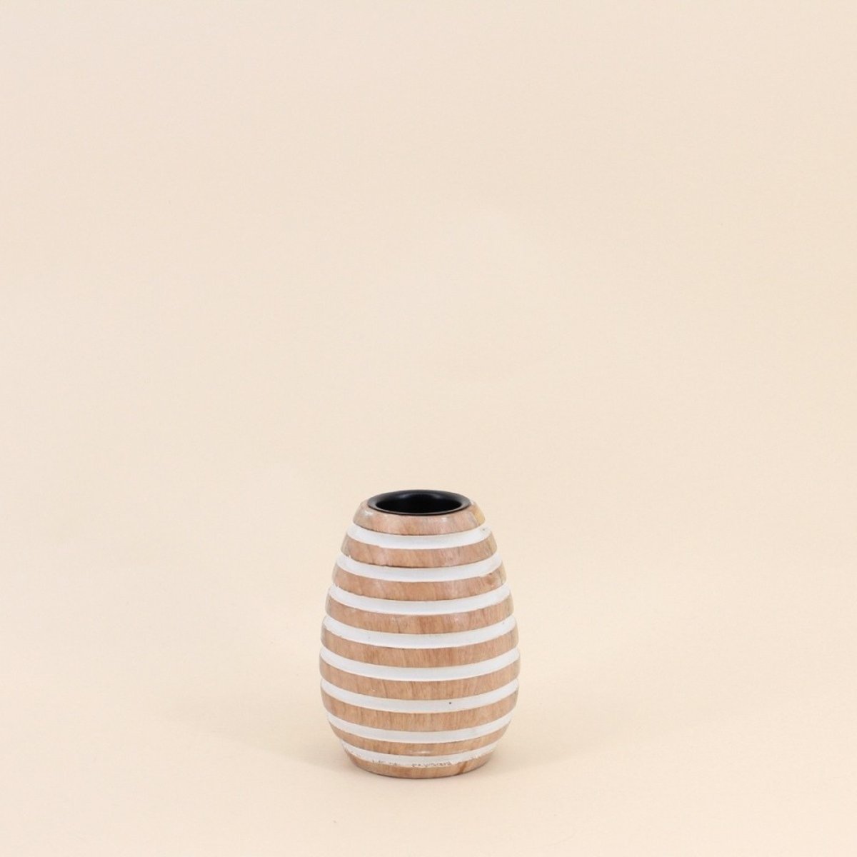 Bougeoir en bois de manguier à 14cm naturel, ORNAMI