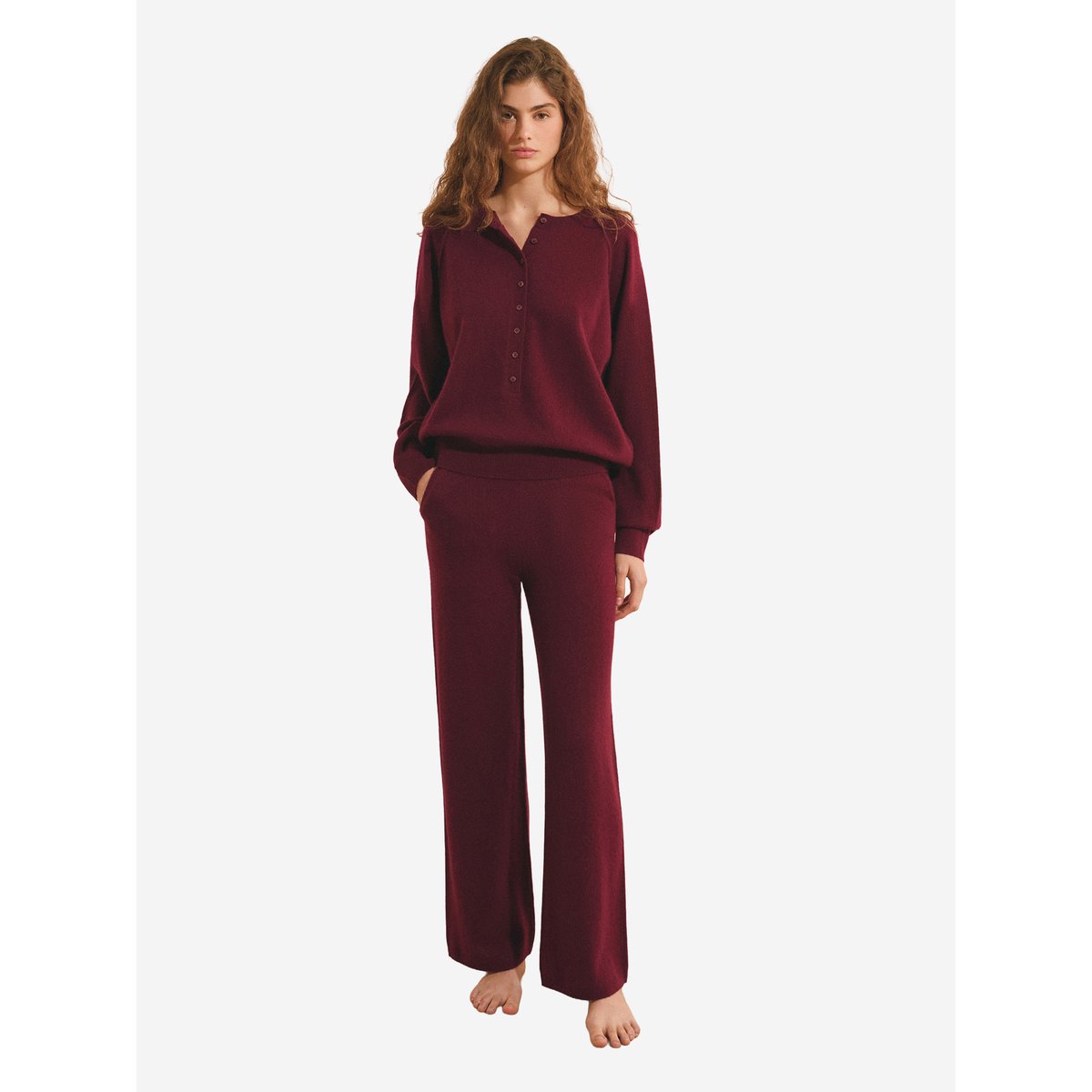 Pull col tunisien 100% cachemire LEANA bordeaux grenat, ETAM
