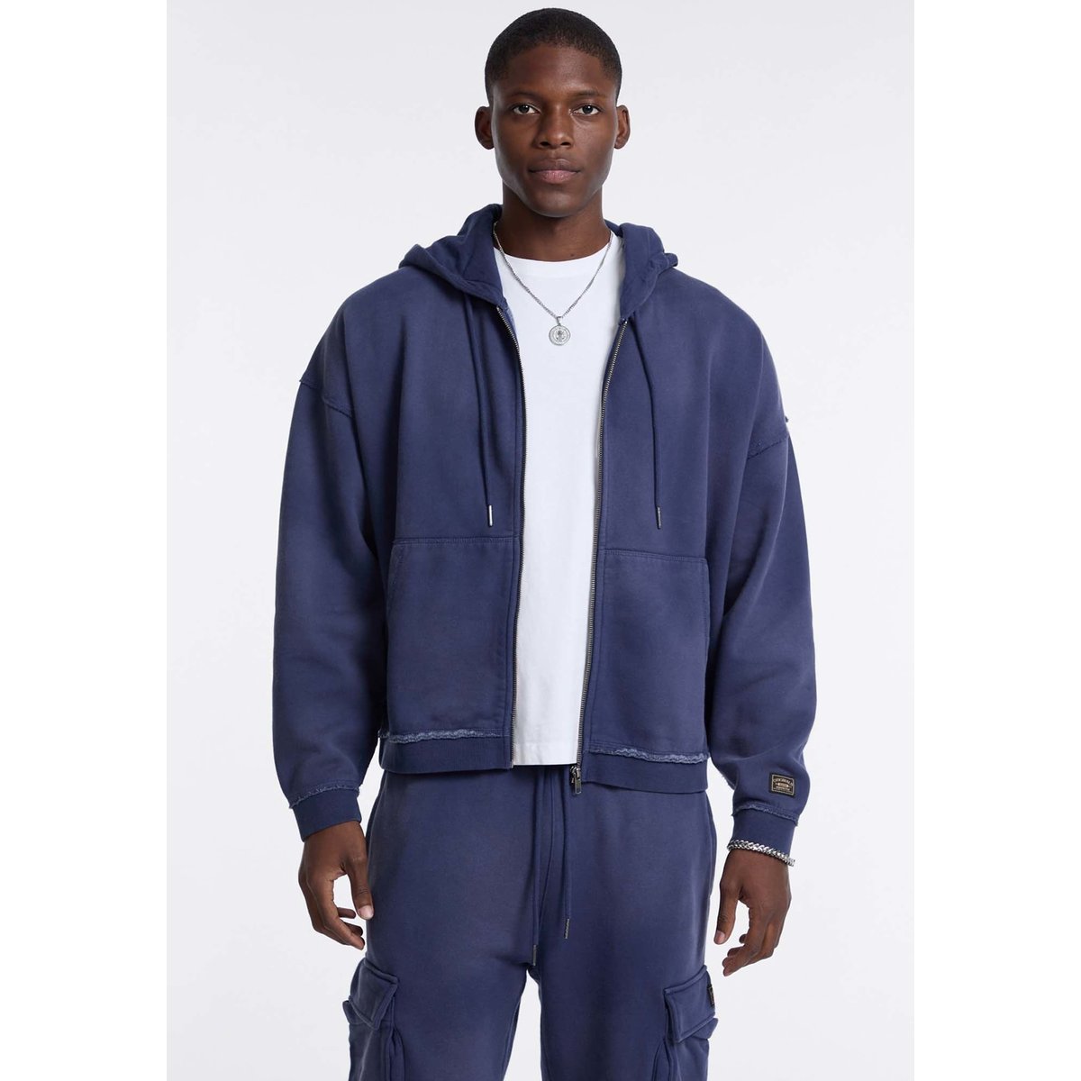 Sweat-Shirt À Capuche bleu foncé, GUESS JEANS