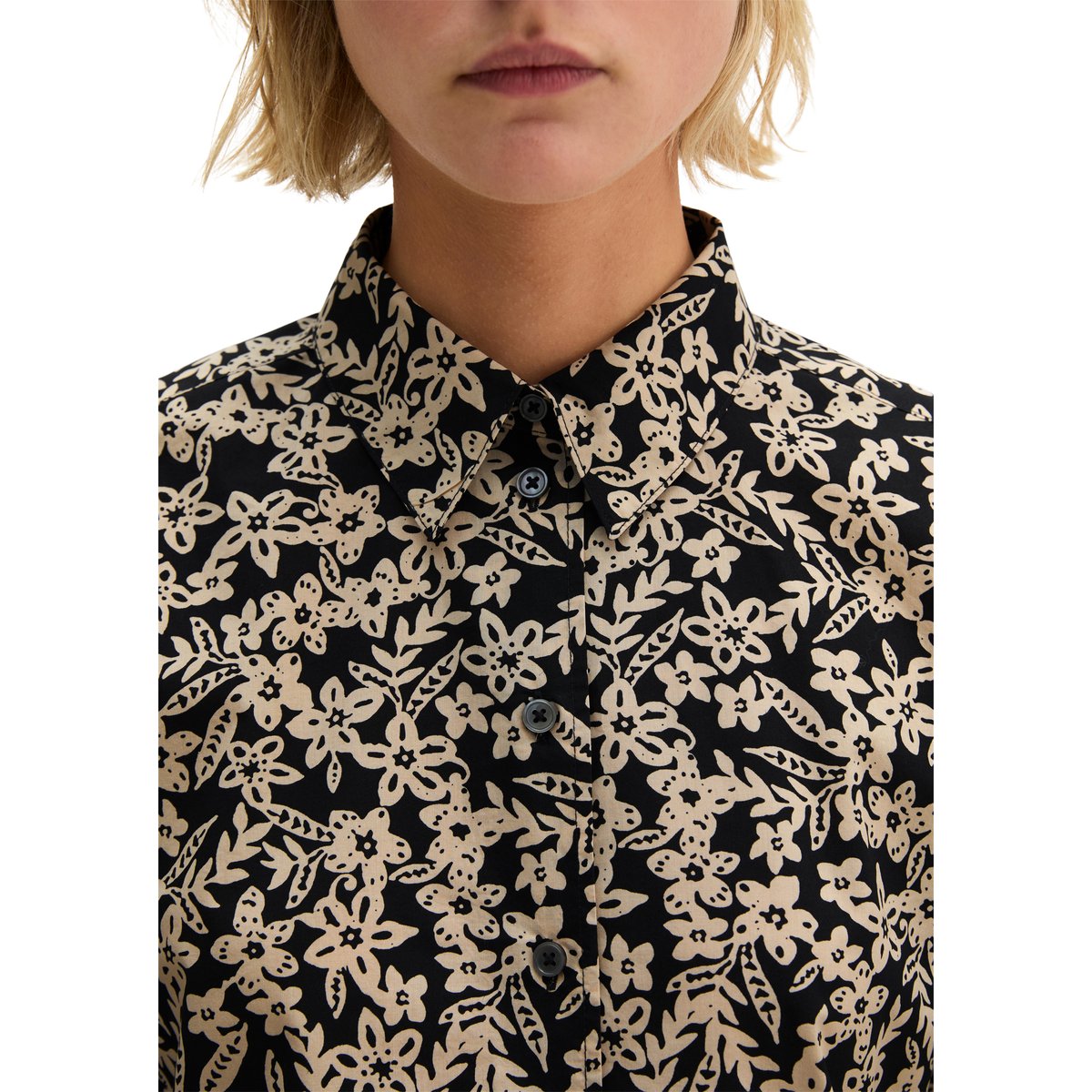 Blouse imprimée regular en popeline légère Papertouch noir, MARC O'POLO