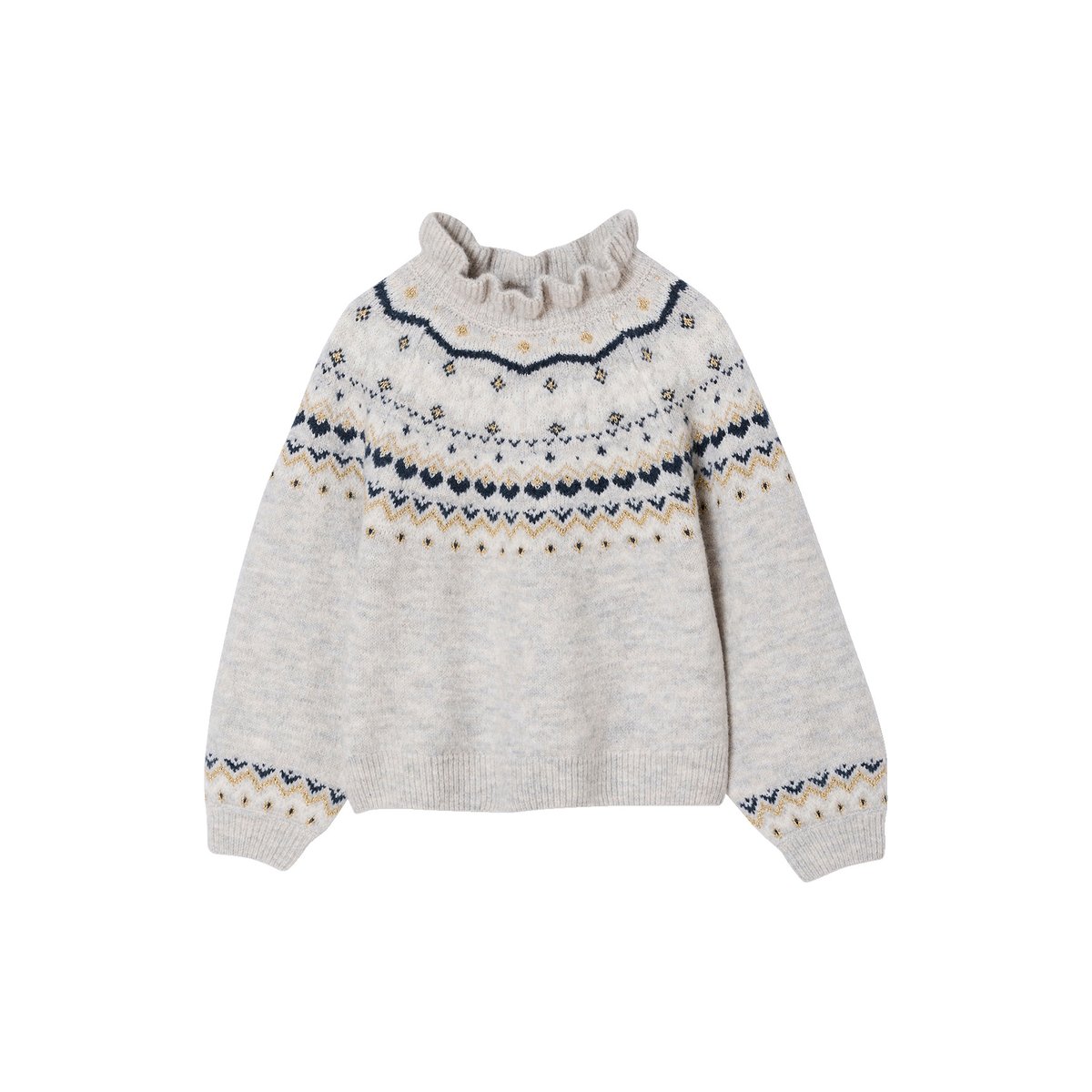 Pull jacquard détails brillants gris chiné, VERTBAUDET