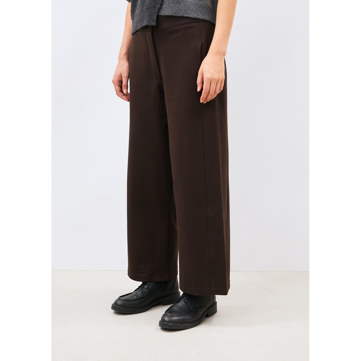 Pantalon barrel taille haute en milano chocolat, HUMILITY
