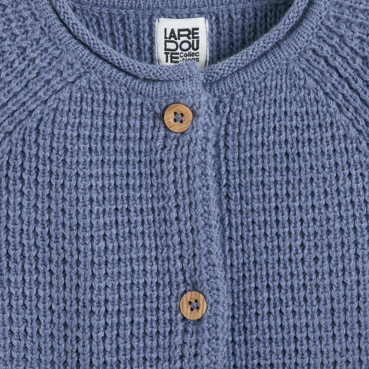 Vest met ronde hals in grof tricot blauw, LA REDOUTE COLLECTIONS