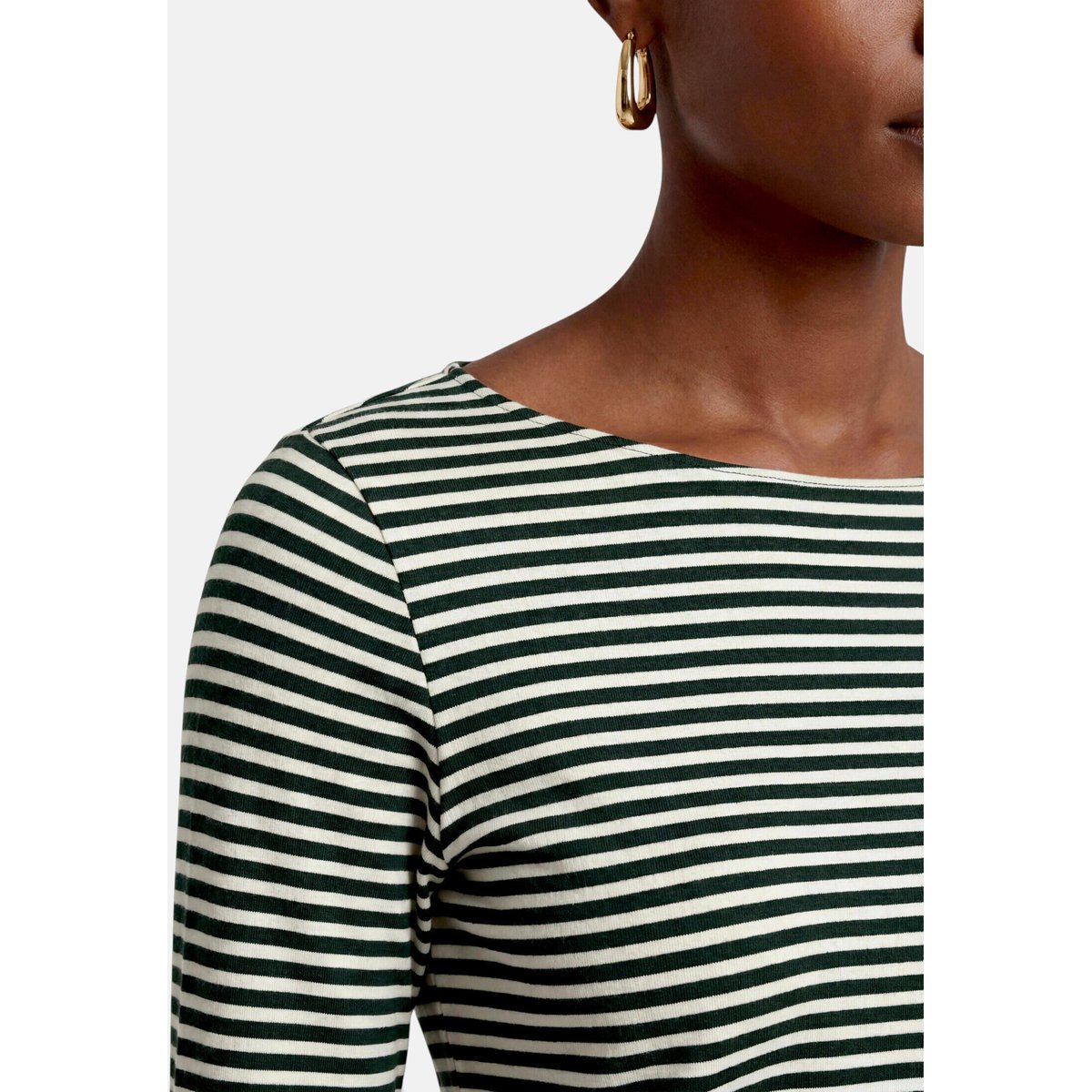 T-shirt basique à encolure bateau cream/dark green, ZERO