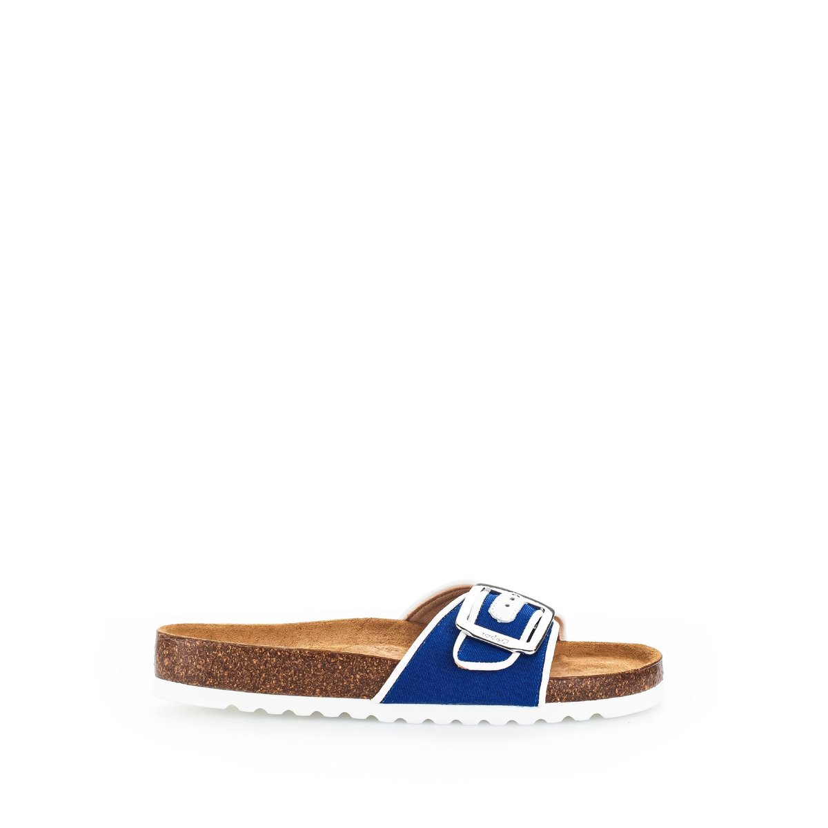 Mules en textile à talon plat bleu, GABOR