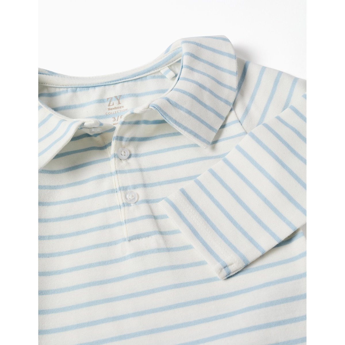 Body polo à manches longues et rayures beige clair, ZIPPY