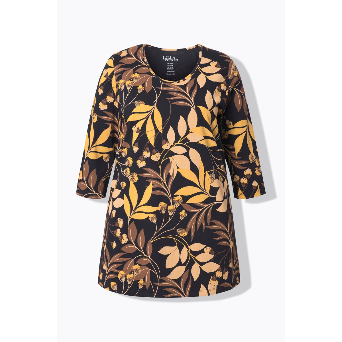 T-shirt long à fleurs noir, ULLA POPKEN