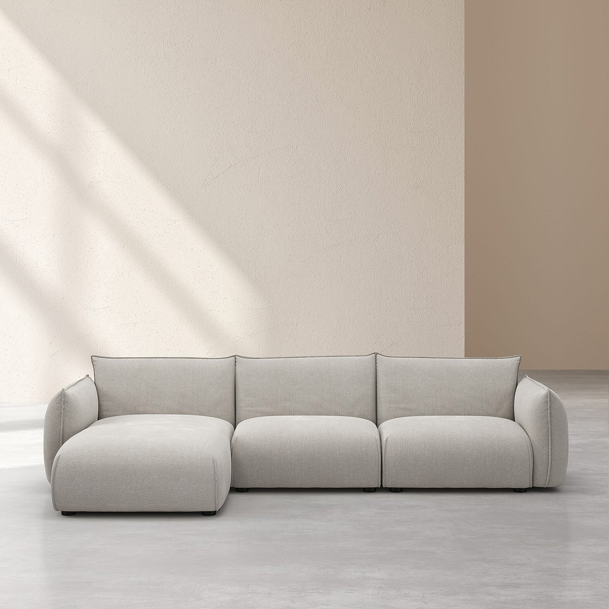 Canapé d'angle gauche en tissu CELESTE gris clair, HABITAT