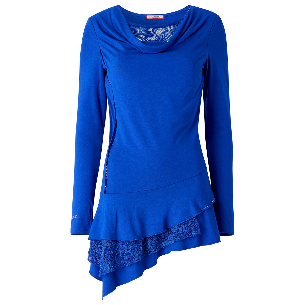 Tunique à Col Bénitier et Détail en Dentelle bleu, JOE BROWNS