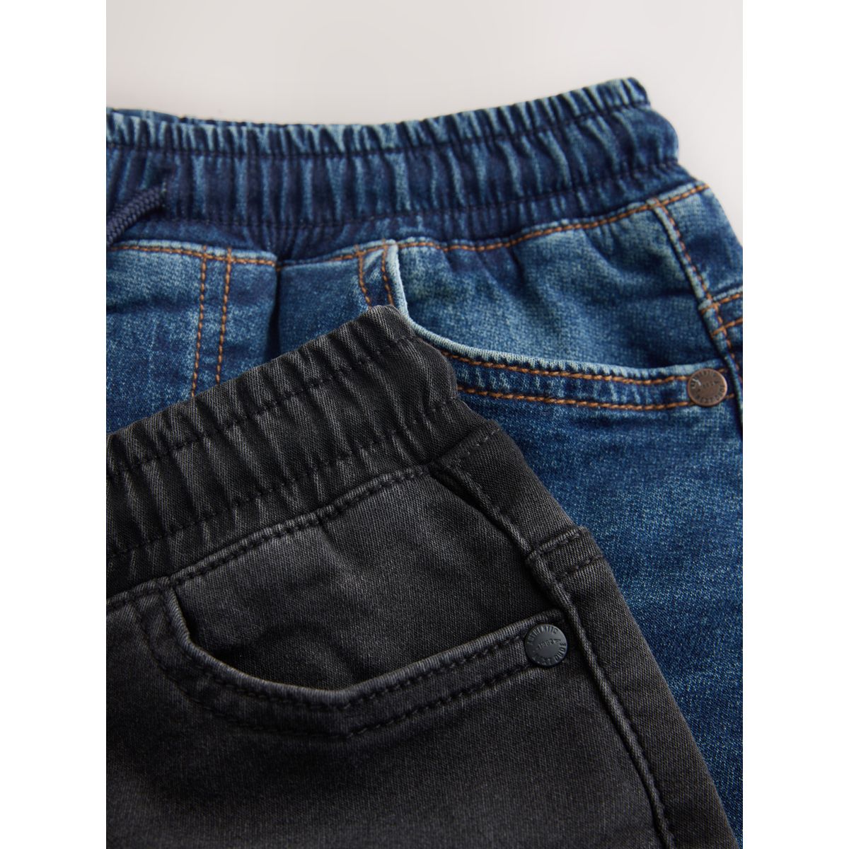 Jean ample à taille élastique, lot de 2 noir/bleu marine, NEXT
