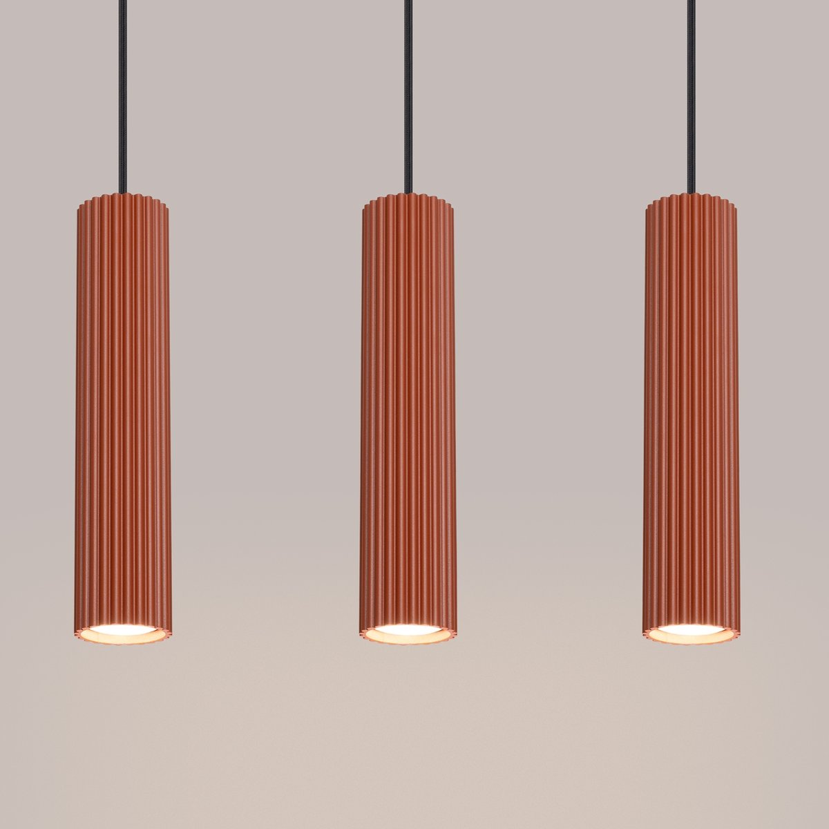 Suspension Aluminium Ocre Rouge GU10 3 Karbon Line rouge, EDEN