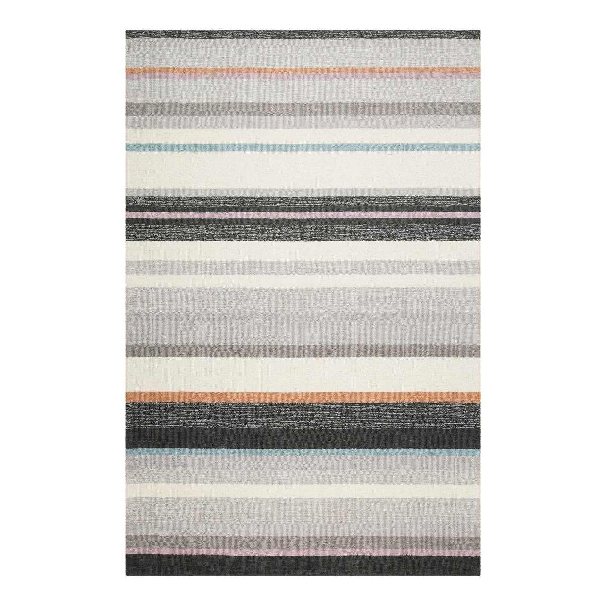 Tapis rayé laine tufté main , SALLY gris/multicolore, WECON HOME
