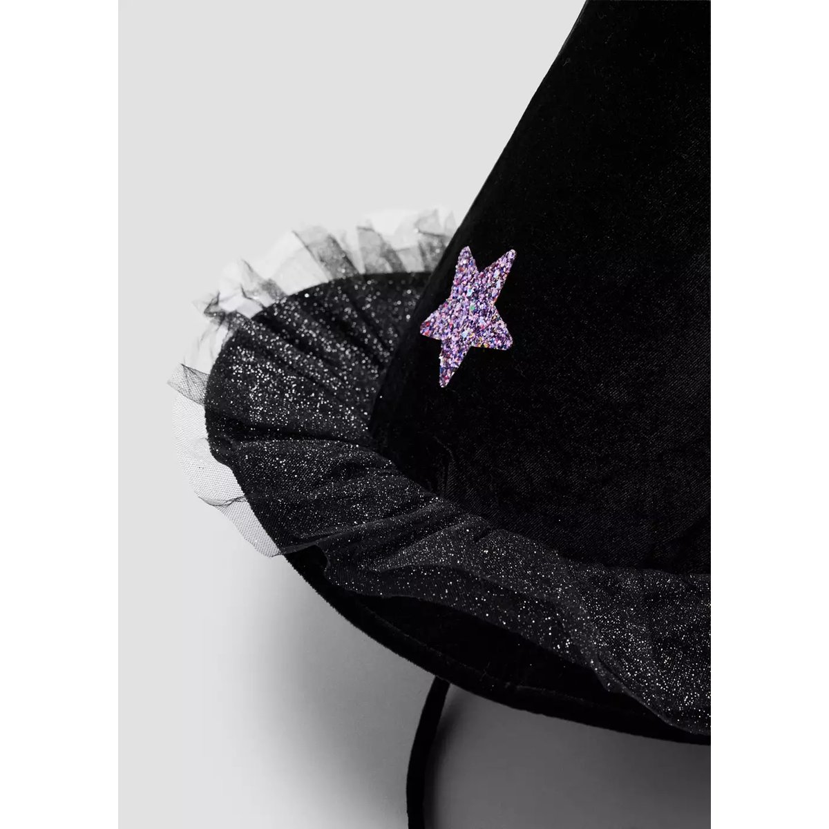 Chapeau de sorcière en tulle avec étoiles noir, MANGO KIDS