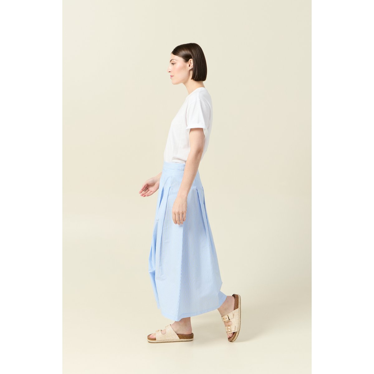 Jupe en coton taille standard bleu, BONOBO