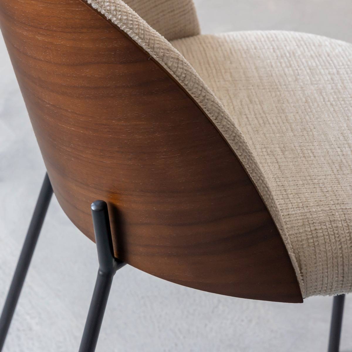 Lot de 2 chaises en tissu et bois NYSSA blanc, MADE IN MEUBLES