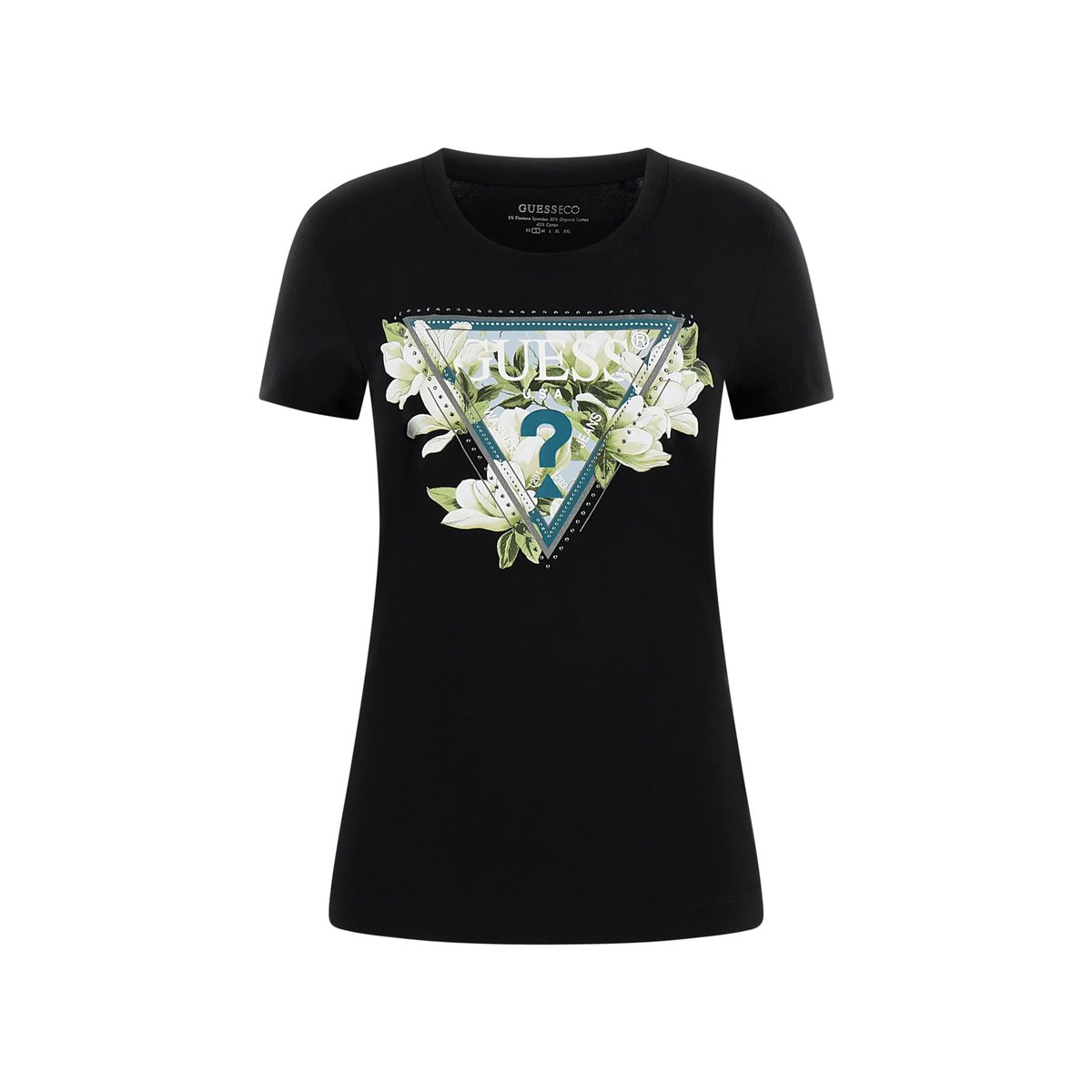 T-Shirt À Logo Triangle noir, GUESS