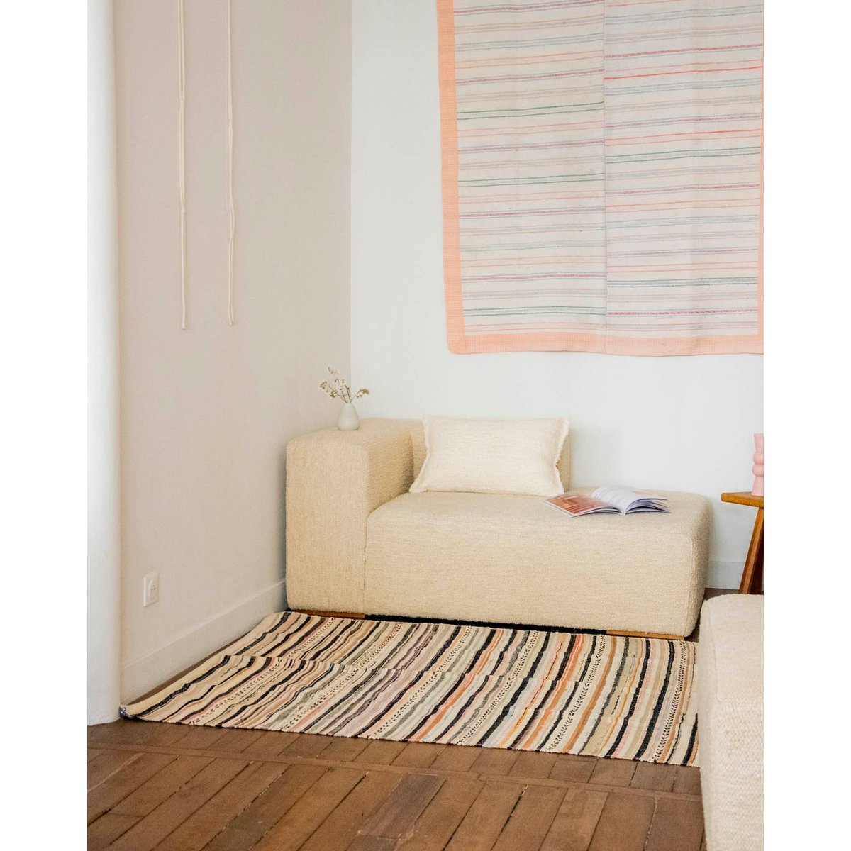 Tapis en lin et coton Olivier N°110 - Bon état multicolore, DEBONGOUT