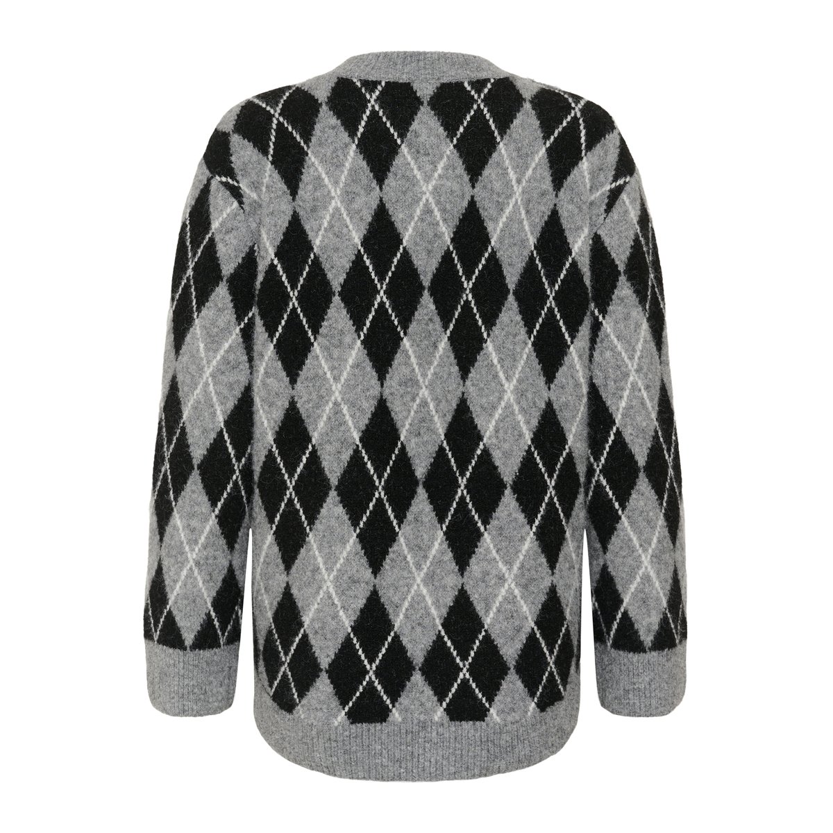 Pullover tricoté noir gris blanc black/gm/white argyle, KAFFE