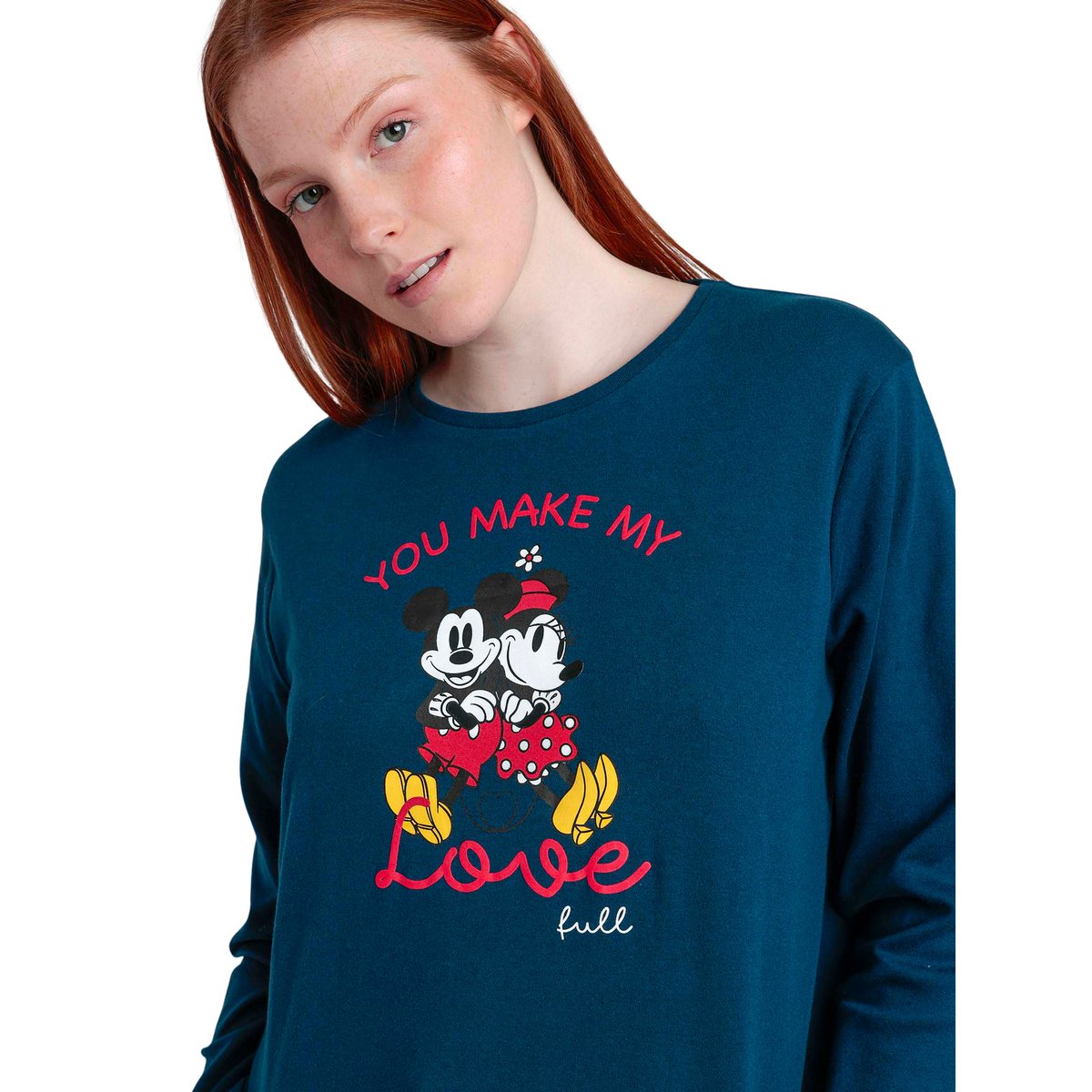 Pyjama pantalon top manches longues You Make My Love Disney bleu marine, ADMAS