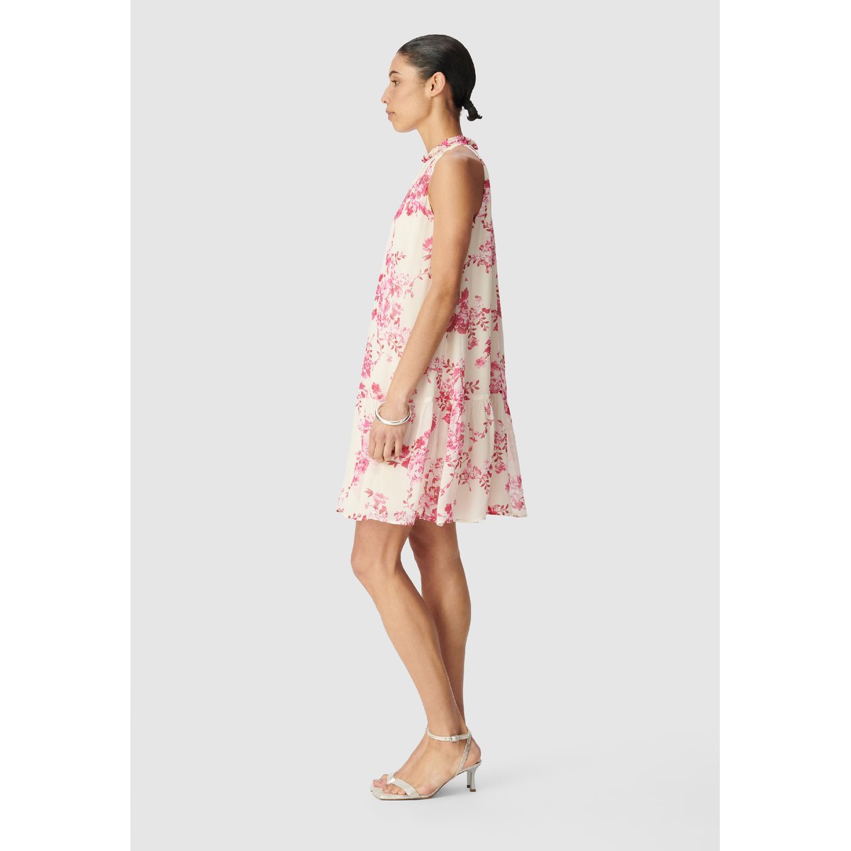Robe sans manches imprimé floral ecru, IKKS