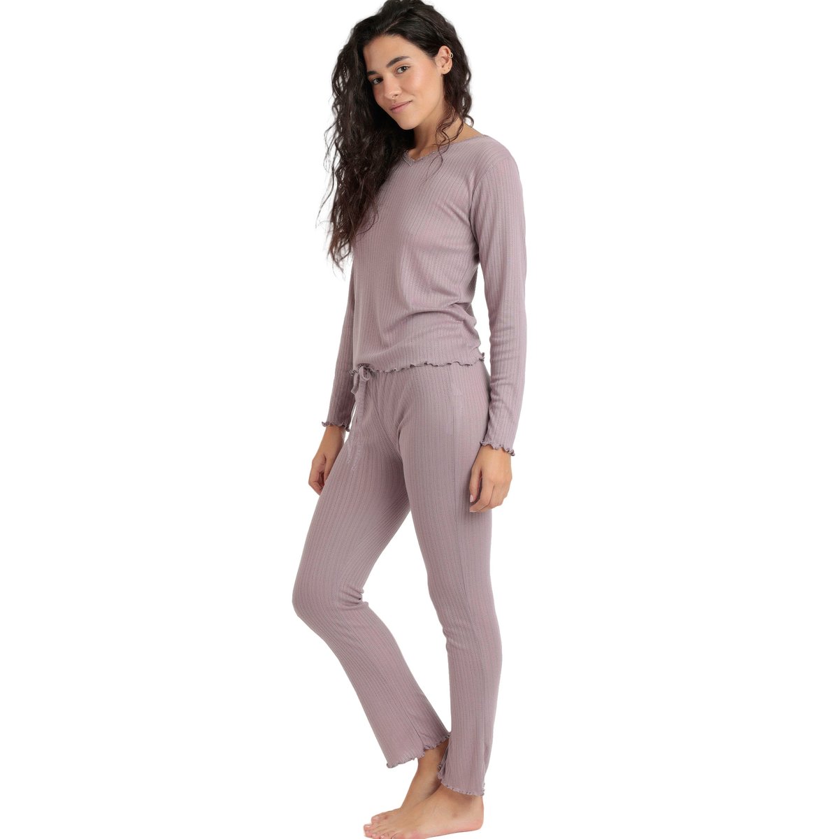 Pyjama pantalon top manches longues Soft Canale violet, ADMAS