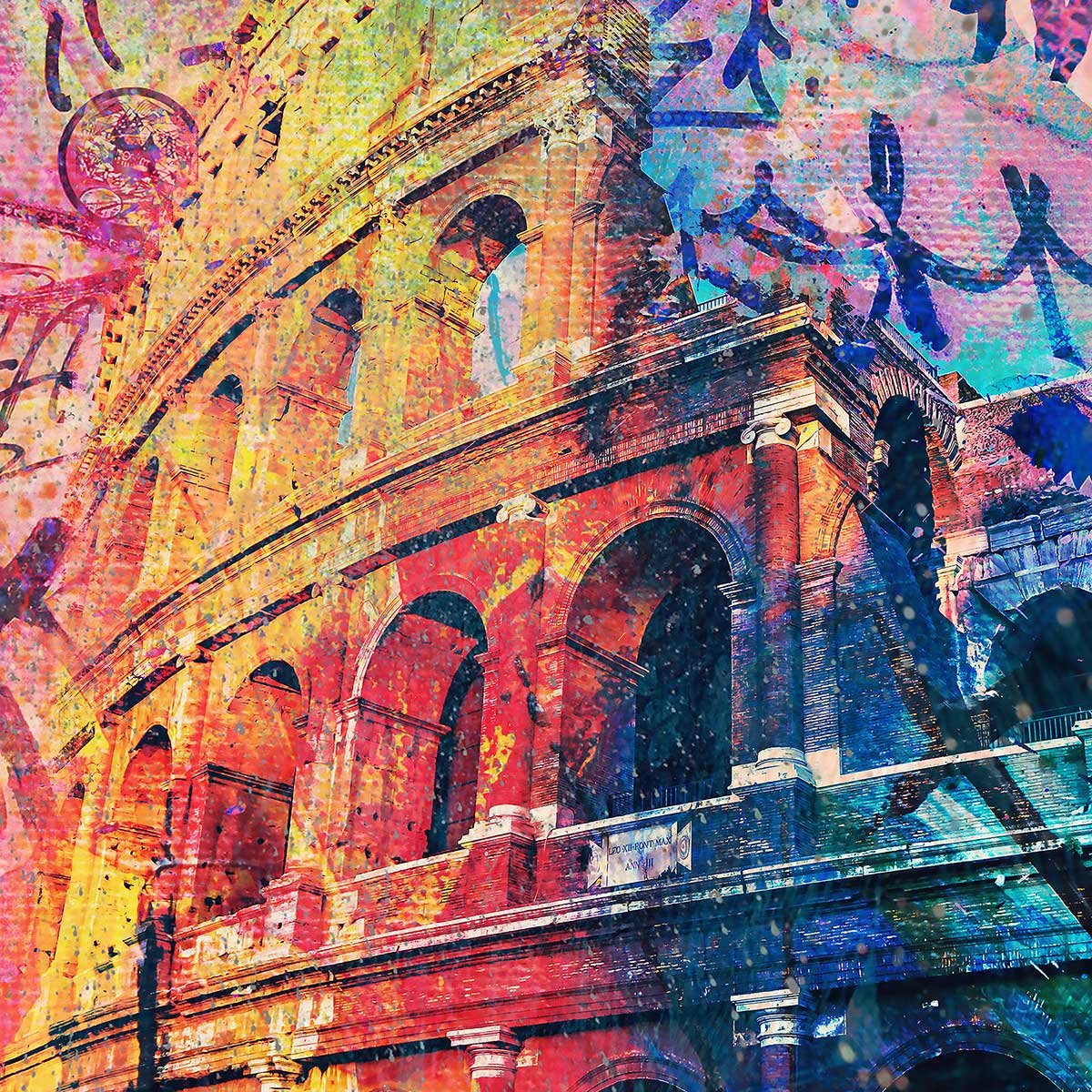 Tableau colisée pop art tableau alu dibond, HEXOA