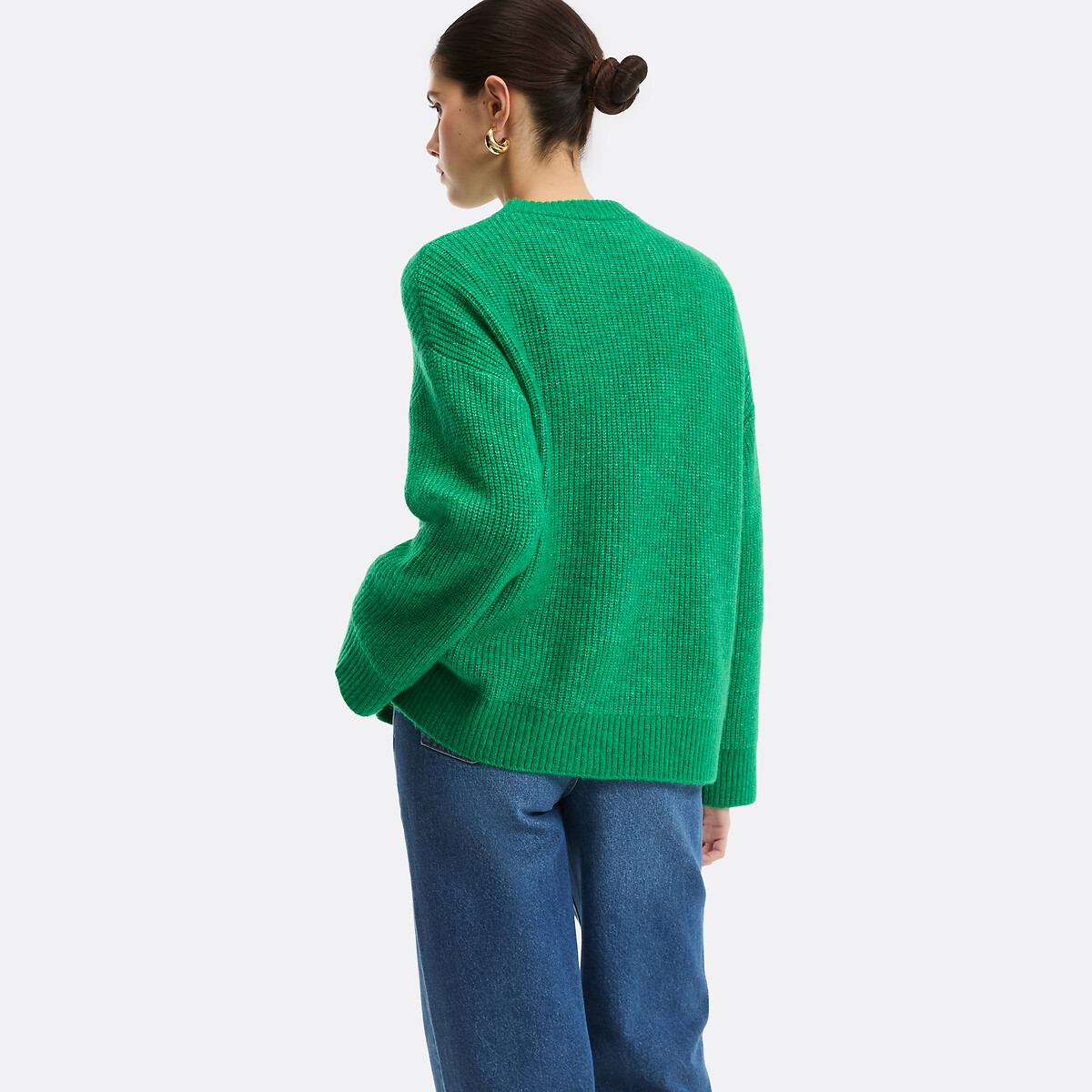 Pullover mit Rundhalsausschnitt aus flauschigem Grobstrick grün, LA REDOUTE COLLECTIONS