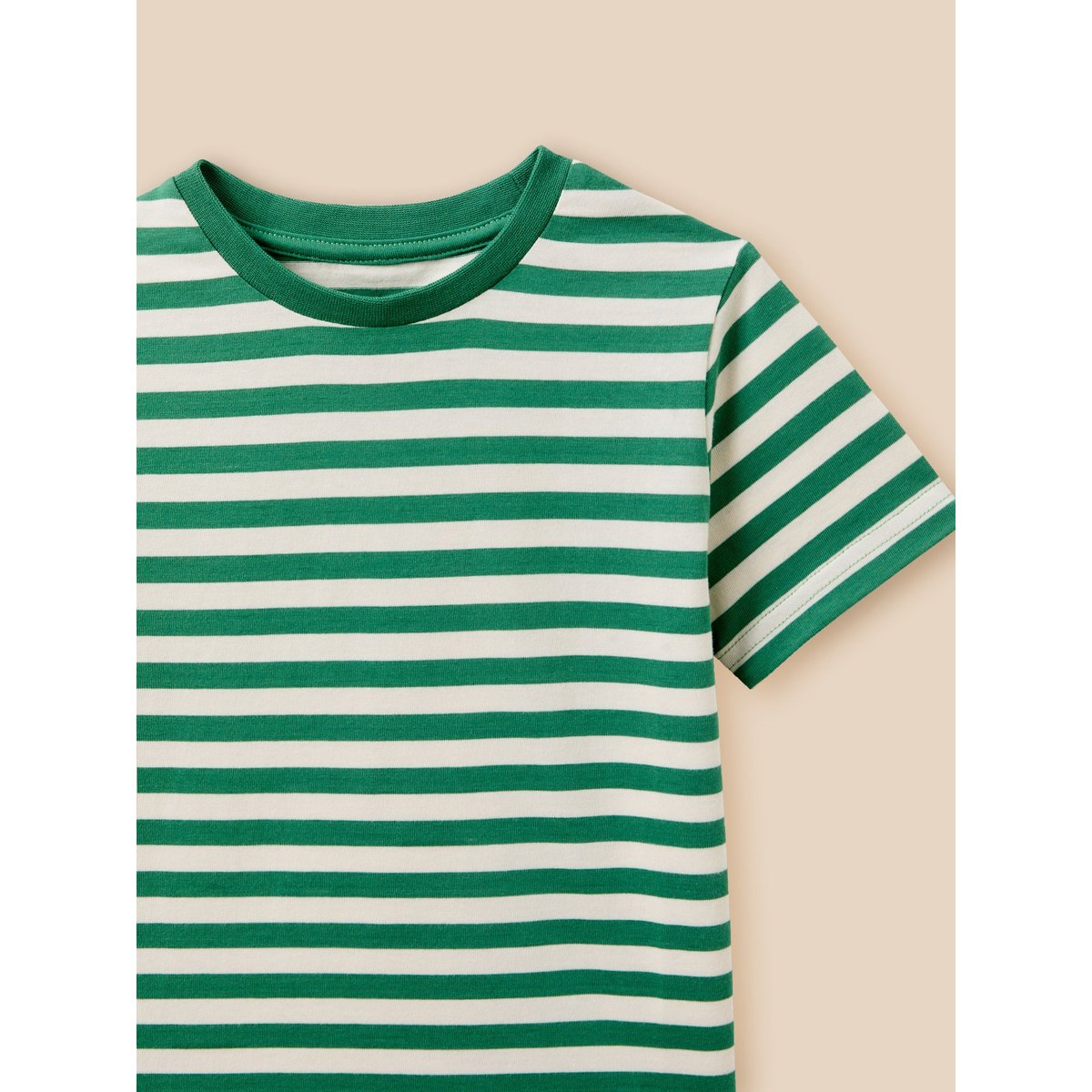 T-shirt rayé  - coton biologique rayure bico verte, CYRILLUS