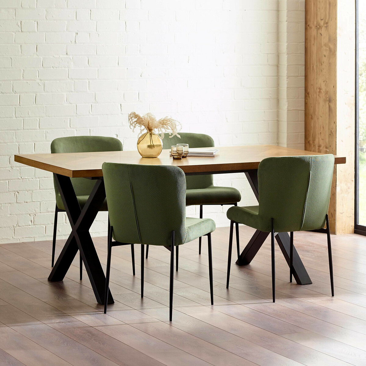 Sylvie Corduroy Upholstered Dining Chairs (Set of 2) olive green, SO'HOME