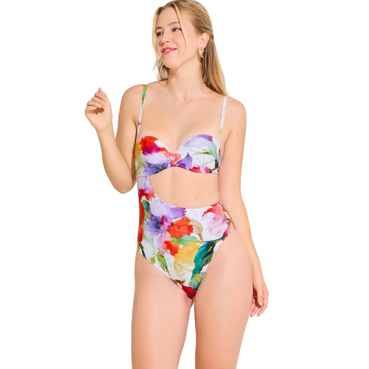 Maillot de bain une pièce préformé asymétrique ROMA blanc, LISCA