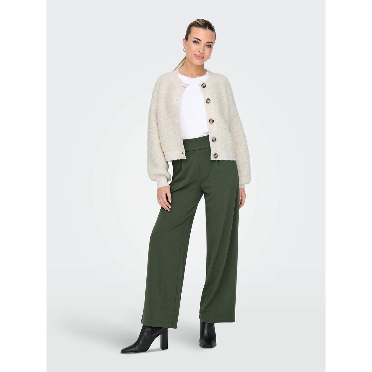 Cardigan girocollo abbottonato verde acqua, JDY