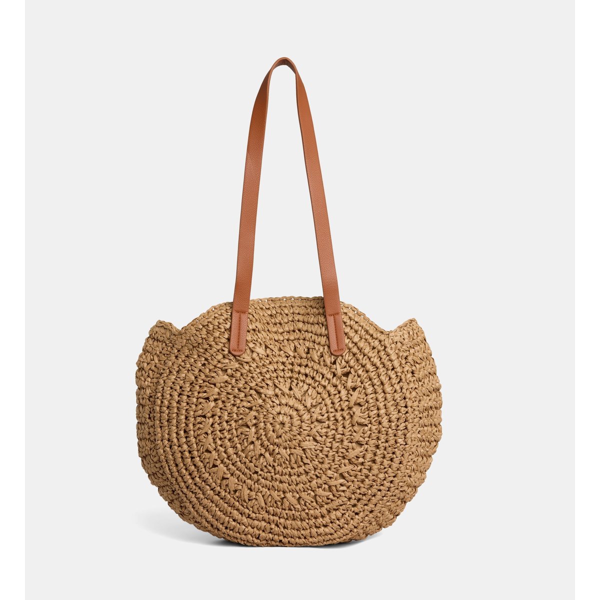 Sac à main rond lila paille beige naturel, GALERIES LAFAYETTE