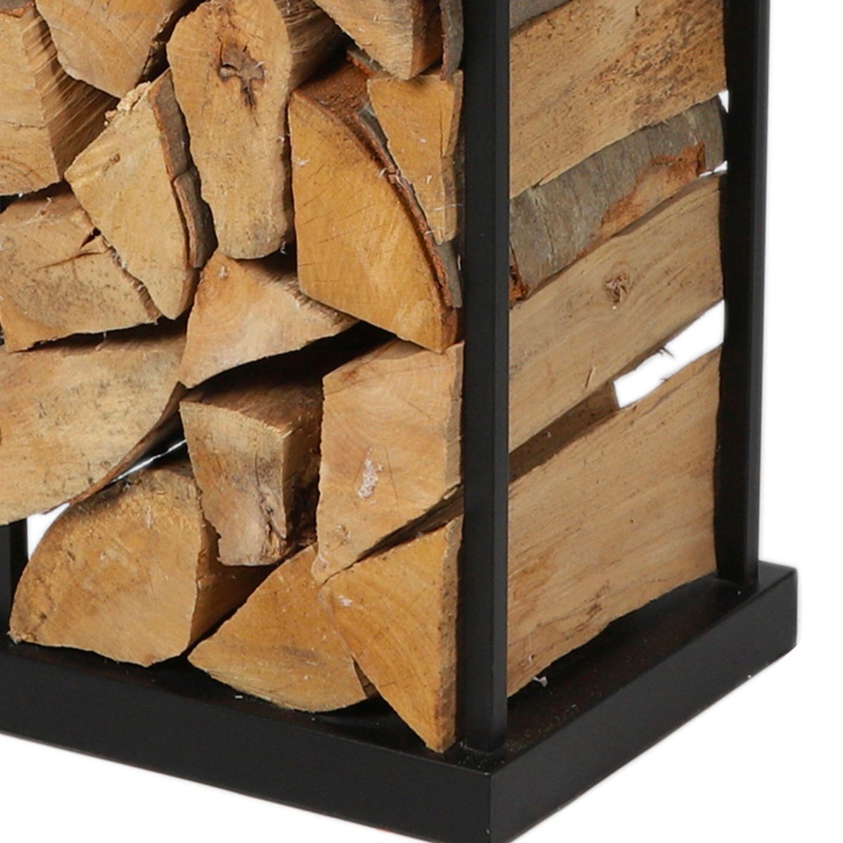 Range bûches pour intérieur en métal noir 31.5x31.5x115cm noir, WADIGA